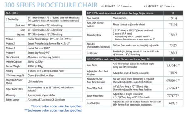 Arrow Life Medical Solution: 300 SERIES PROCEDURE CHAIR