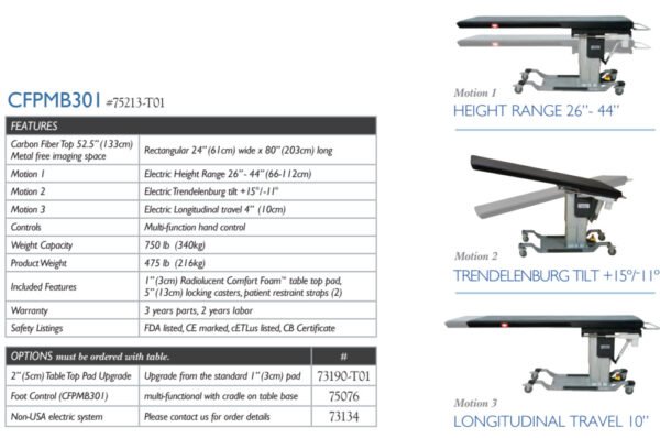 Arrow Life Medical Solution, CFPMB301 table