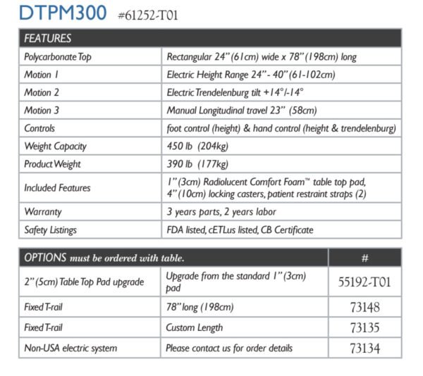 Arrow Life Medical Solution - DTPM300 with 3 Movement Table