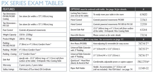 Arrow Life Medical Solution: PX SERIES EXAM TABLE