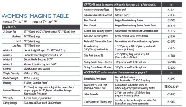 Arrow Life Medical Solution - WOMEN’S IMAGING TABLE